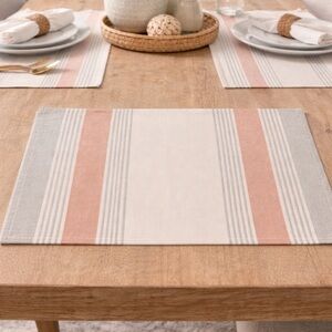 Striped Placemats Set of 4 Farmhouse Sage Terracotta
